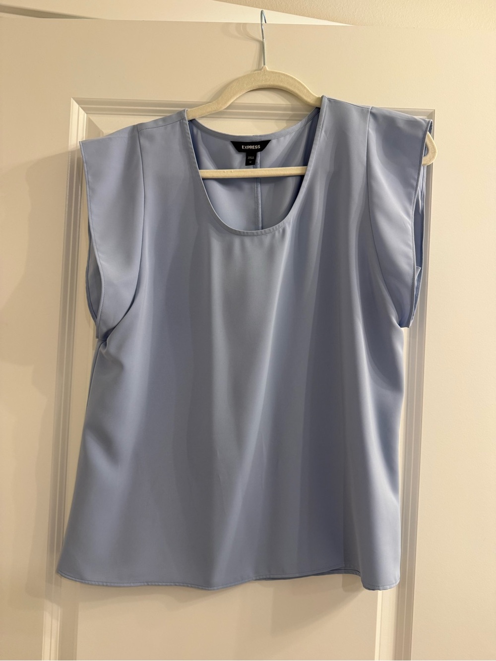 Express Powder Blue Cap Sleeve Scoop Neck Blouse